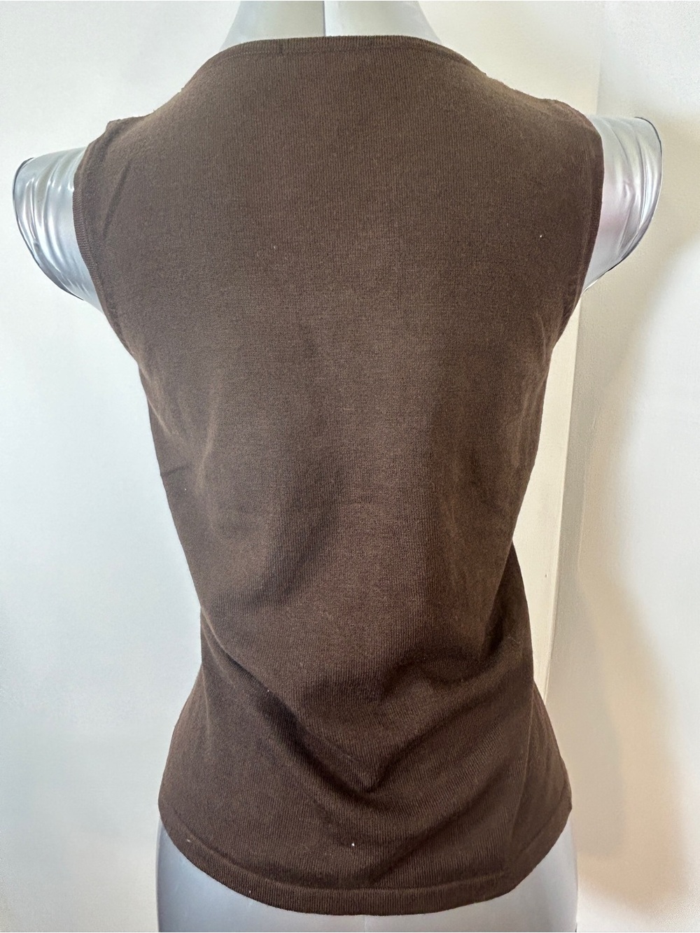 Willi Smith Brown Beaded Square-Neck Tank Top View 5